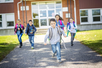 Students leaving school and ready for after-school activities