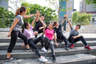 Group of women who just finished a workout shows fitness for real people